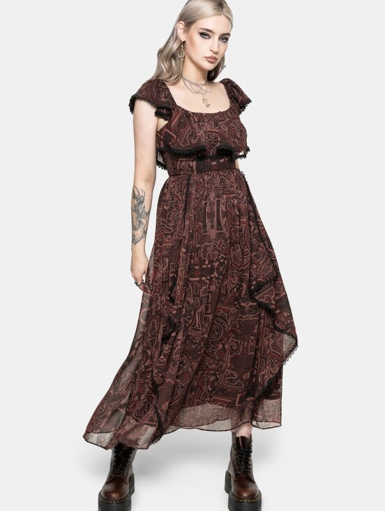 Disturbia Dresses & Skirts - Disturbia Kells Frilly Sleeve Lace Trim Midaxi Dress